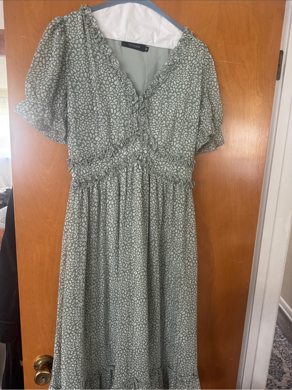 Ruffle-Trim Sage Floral Midi Dress by Tuckernuck